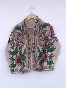 Chaqueta Unisex Acolchada de Algodón TNT Suzani Hecha a Mano con Cuello Alto y Bordado Floral, Estilo Bohemio Hippie, para Invierno y Verano - Product Image 3