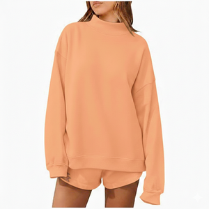 <b>Top</b> Selling Women's Blank Mock neck Sweatshirt <b>Top</b> Trending Drop Shoulder Oversized Applique & Print Letters On Demand Sweater - Product Image 4