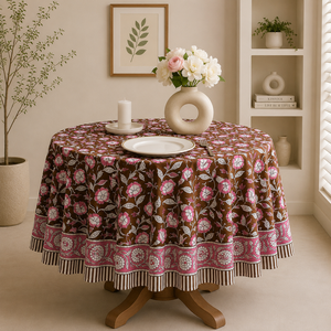 Cotton Round <b>Tablecloth</b> for Enhanced Dining Experience Wedding Decor Table Cover Boho Custom Sizes Tablecover - Product Image 2