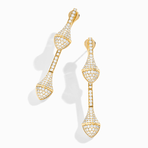 Boucles d'oreilles pendantes en or jaune et diamants, forme goutte d'eau, sertissage en canal, luxe, pour femme, usage quotidien - Product Image 1