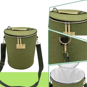 Large Capacity Durable Round Collapsible Cooler Bag Cationic Waterproof Lunch Bag Insulated for Camping Food Casual - Product Image 2