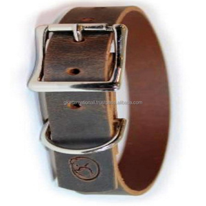 Diseño personalizado hecho a mano Dual Tone Tan Collar de perro de cuero marrón en todos los tamaños Accesorios para perros de alta calidad a precio al por mayor - Product Image 3