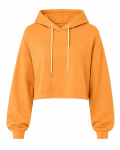 Sweat-shirt à capuche oversize pour femme, couleur unie, épaules tombantes, manches longues, en molleton de coton, respirant, coupe courte, idéal pour l'automne - Product Image 5