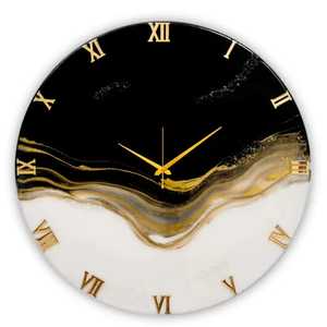 Handmade Burl Wood Desktop <b>Clock</b> Pearlescent Epoxy Resin Small Tabletop Silent <b>Clock</b> with Wood Base for Luxury Office Gift - Product Image 1