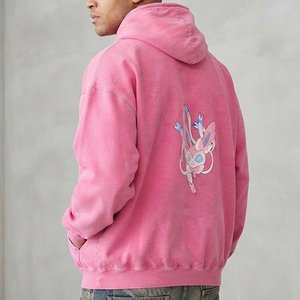 Nouveau sweat-shirt à capuche rose surdimensionné pour homme avec imprimé dessin animé au dos, décontracté, en molleton de coton tricoté, coupe classique, idéal pour l'automne - Product Image 1