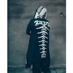 Cardigan à capuche long unisexe noir style Techwear avec fermeture éclair intégrale, personnalisable pour la vente en gros, fabrication OEM ODM - Product Image 4