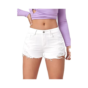 กางเกงยีนส์ขาสั้นผู้หญิงสีคราม ผ้าสแปนเด็กซ์/คอตตอน น้ำหนักเบา กันยับ แห้งเร็ว กันน้ำ ทรงเข้ารูป เอวกลาง - Product Image 6