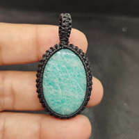 Collier de mariage chrétien en macramé fait main, vintage, avec Amazonite et Jaspe, style bohème, en fil de soie tressé