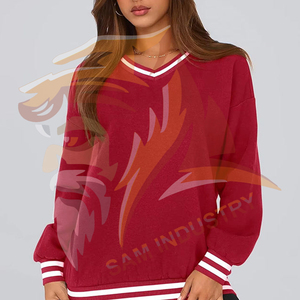 Sweat-shirt en molleton surdimensionné pour femme de haute qualité, broderie personnalisée, col rond, épaules tombantes - Product Image 5