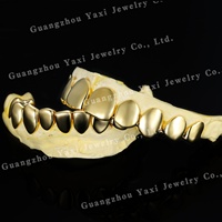 Grillz de luxe sur mesure, style Hip Hop, en or massif, sans diamants, 8 dents supérieures et 8 dents inférieures, Moissanite VVS