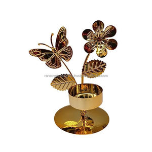 Mini bougeoir en fer plaqué or élégant et luxueux pour les fêtes de mariage et la décoration intérieure aux meilleurs tarifs du fournisseur - Product Image 1