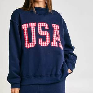 Sweat-shirt à col rond pour femme USA, style universitaire grec, en molleton épais, avec broderie chenille et twill, pour le spirit d'association scolaire - Product Image 6