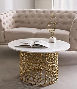 Contemporary <b>Marble</b> <b>Top</b> Brass Base Coffee <b>Table</b> Pedestal Design Modern Living Room Furniture Handmade Decorative Accent Piece - Product Image 1