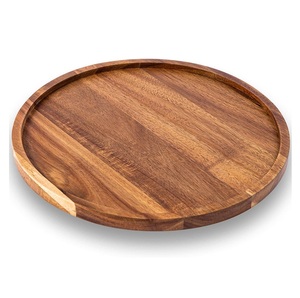 Plateau de service rond en acacia véritable pour thé et café, plateau et plat de taille personnalisée, finition naturelle, plateaux décoratifs en bois, vente chaude - Product Image 5