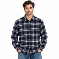 Chemise décontractée en flanelle pour homme, manches longues, à carreaux, col rabattu, boutonnée, pour l'hiver, logo personnalisé