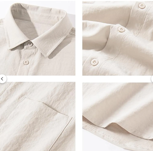 Chemise en lin/coton respirante et écologique pour homme, coupe décontractée, à manches longues, style surchemise, vente en gros - Product Image 5