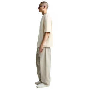 เสื้อยืดเจอร์ซีย์ผู้ชายผ้าฝ้าย 100% ขายส่ง เสื้อเปล่าไม่มีลาย รับผลิตเสื้อผ้า OEM เสื้อยืดผู้ชายทรงโอเวอร์ไซส์ ทรงบ็อกซี่  ลายเรียบ - Product Image 5