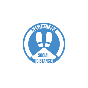Autocollant de sol rond en vinyle bleu, signalisation décorative de sécurité pour la distanciation sociale - Product Image 2
