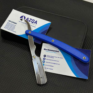 Navaja de Afeitar Profesional con Mango Azul, Cuchillo de Afeitar de Acero Inoxidable para Barbería y Cuidado Personal Masculino - Product Image 6