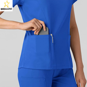 ชุดสครับสำหรับผู้หญิง โพลีเอสเตอร์ 49% โพลีเอสเตอร์รีไซเคิล 48% สแปนเด็กซ์ 3% ซักเครื่องได้ ดีไซน์คอวีสวยเก๋ ทนทานและยืดหยุ่น - Product Image 6