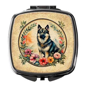 Norwegian Elkhound Flowers Compact Folding Handheld Travel <b>Makeup</b> <b>Mirror</b> Portable Pocket Decorative Gift <b>for</b> Women and Girls - Product Image 1