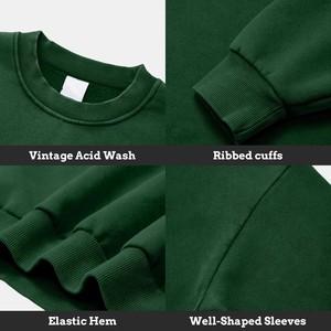 New Arrival Men's <b>Oversized</b> Crew Neck <b>Sweatshirt</b> <b>Vintage</b> Solid Green Long Sleeve Pullover Casual Top Demanding Article ODM OEM - Product Image 5