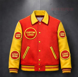 Veste universitaire personnalisée OEM ODM style baseball, corps en laine, manches en cuir, boutons-pression, broderie chenille de haute qualité - Product Image 1