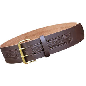 Cinturón celta trenzado marrón hecho con cuero 100% genuino, diseño grabado, cinturones para kilt de las Tierras Altas, los más vendidos - Product Image 4