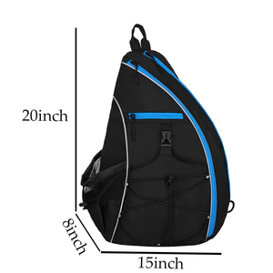 Crossbody Nylon Sport <b>Backpack</b> With Zipper Closure <b>Water</b> <b>Resistant</b> Black Bag For Outdoor Activities - Product Image 4