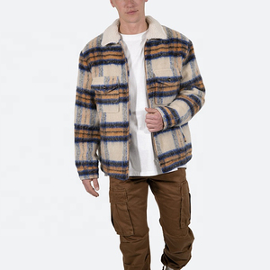 Wholesale Winter <b>Men's</b> Streetwear <b>Flannel</b> Shirt <b>Jacket</b> Hooded Long Sleeve Plaid Polyester Lined Windproof Eco-Friendly - Product Image 2