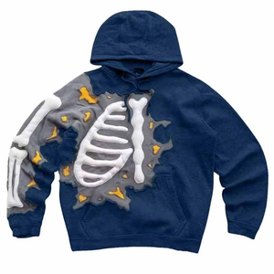 เสื้อฮู้ดผ้าฟลีซผสมคอตตอน 100% สำหรับผู้ชายและผู้หญิง ยอดนิยม พร้อมลายพิมพ์นูน 3 มิติ และดีไซน์กระเป๋าเสื้อ สำหรับฤดูหนาว - Product Image 5