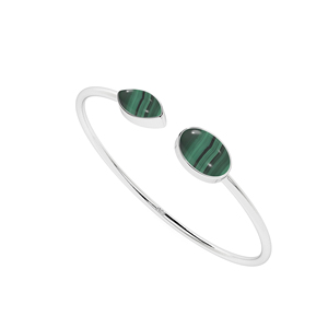 925 Sterling Silver Adjustable Bezel Set Malachite Twister <b>Bracelet</b>-Trendy Unisex Women Children's Gift - Product Image 1