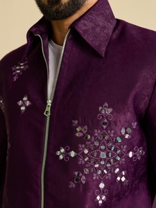 Hot Sale Men's Real Mirror Thread Embroidered Work <b>Jacket</b> and Pant Set Designer Indian Ethnic Wear Festive Party Outfit For Sale - Product Image 6