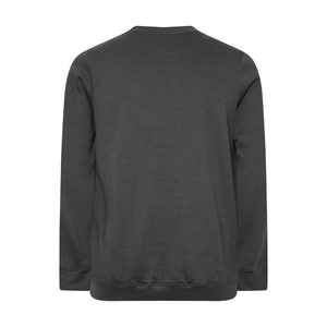 Plus Size <b>Men's</b> Plaid Anti-Shrink Knitted <b>Sweatshirt</b> Big & Tall Ebony <b>Grey</b> - Product Image 2