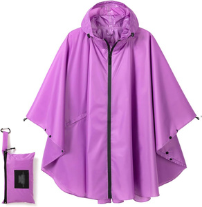 Yellow Waterproof Poncho <b>Raincoat</b> with Hood and Zipper Closure Lightweight Portable Outdoor Use Compact Storage Bag Included ODM - Product Image 4