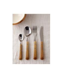 Ensemble de couverts en acier inoxydable de qualité supérieure avec manche en bois, collection de vaisselle de luxe pour la maison, l'hôtel et les restaurants - Product Image 1