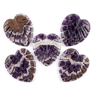 Juego de Piedras Preciosas de Amatista Chevron Natural Talladas a Mano en Forma de Hoja de Monstera, Piedras de Palma de Cristal al por Mayor para Joyería y Decoración del Hogar - Product Image 3