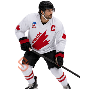 Maillot de hockey du Canada pour hommes, style professionnel, uniforme de hockey sur glace par sublimation, logo personnalisé, couleur foncée, maillot de hockey d'équipe, vente en gros - Product Image 1