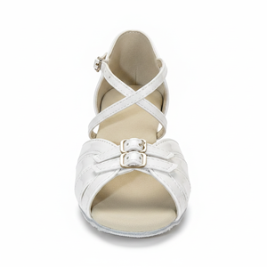 Chaussures de danse de salon/latine à talon avec boucle diamantée, tige synthétique, semelle extérieure en cuir véritable pour filles, nouvelle arrivée, faible MOQ, OEM, ODM, DDP - Product Image 5