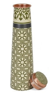 <b>Flower</b> <b>Sticker</b> Eco Friendly Pure Copper Metal Modern 2 Glass Water Bottles Keeps Water Fresh Customizable Gift Set - Product Image 1
