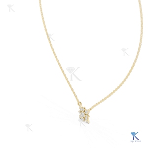 จี้เพชรทรงเกล็ดหิมะเพาะเลี้ยงในห้องปฏิบัติการ สร้อยคอทองคำแท้ 14K 18K ดีไซน์เรียบหรูสำหรับผู้หญิง เหมาะสำหรับงานแต่งงานและงานเลี้ยง - Product Image 5