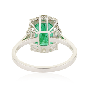New Luxury Gemstone Zambian Emerald & Diamond 18K Real White Gold <b>Statement</b> <b>Ring</b> High End Customized Wedding Jewelry - Product Image 6