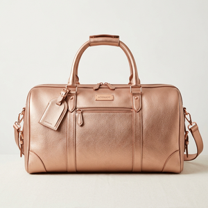 กระเป๋าเดินทางหนังแท้สีโรสโกลด์พรีเมียมสำหรับผู้หญิง กระเป๋าออกกำลังกาย กระเป๋าสำหรับวันหยุดสุดสัปดาห์ ผู้ผลิตและจำหน่าย OEM - Product Image 2