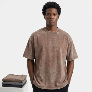T-shirt ample pour homme, coupe carrée, en coton épais doux de 280 grammes, design uni personnalisé, impression numérique en gros, t-shirt jersey - Product Image 6