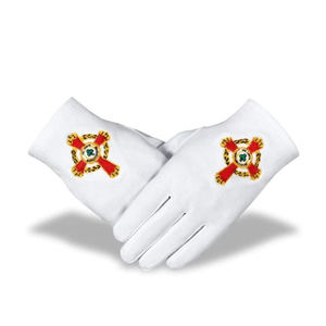 Guantes de ceremonia de algodón blanco de alta calidad para uso ritual masónico, regalia fraternal formal, suaves y cómodos para usar en las manos. - Product Image 2
