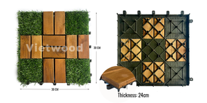 Dalles de terrasse en bois d'acacia pour extérieur, dalles emboîtables, revêtement de sol imperméable - Product Image 3