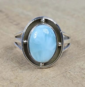 แหวนเงินแท้ 925 ประดับพลอยลาริมาร์สีน้ำเงินธรรมชาติทรงรี ขายส่ง ผู้ผลิตเครื่องประดับทำมือ ผู้จัดจำหน่าย พลอยประจำเดือนมีนาคม - Product Image 5