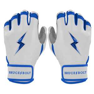 Bruce Bolt Black Leather Batting Gloves Padded Wrist Support Breathable <b>Hook</b> and Loop Closure Unisex Adult Training - Product Image 1