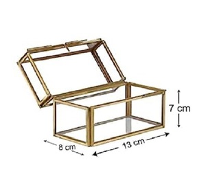 Caja de joyería de Metal Rectangular de diseñador hecha a mano de calidad superior de gran venta caja de cristal de mesa cuadrada de Color dorado - Product Image 1