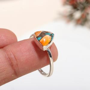 Wholesale Price Boho Chic 925 Silver Triangle Shape Oyster <b>Turquoise</b> <b>Ring</b> Best Seller & Dropship Supplier For Online Shop - Product Image 2